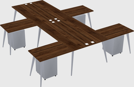 Shared l-shaped office desk system