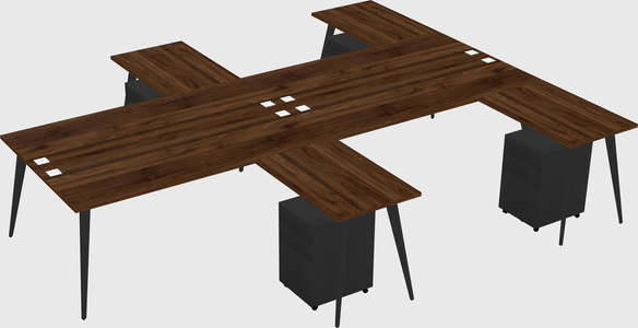 Shared l-shaped office desk system