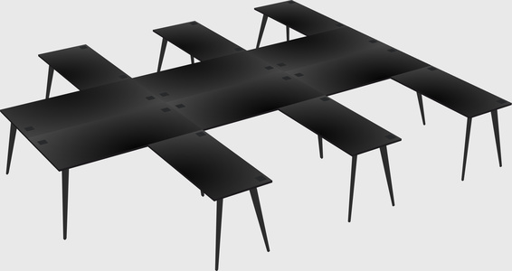 Shared l-shaped office desk system