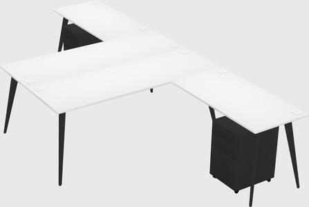 Shared l-shaped office desk system