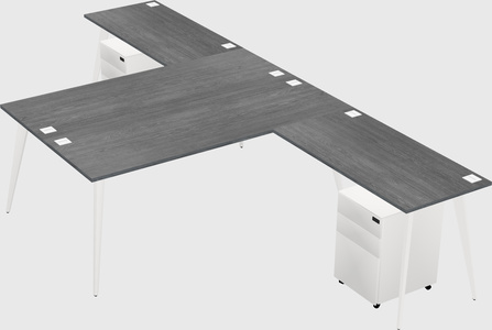 Shared l-shaped office desk system