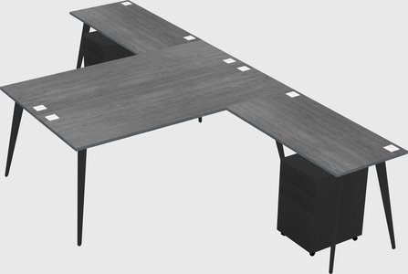 Shared l-shaped office desk system