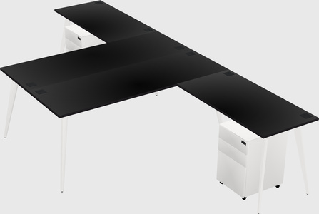 Shared l-shaped office desk system