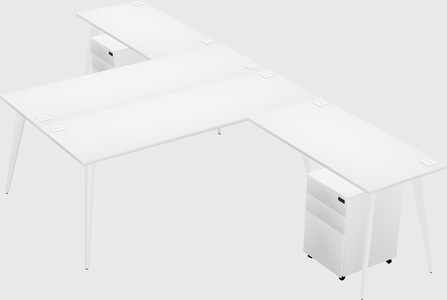 Shared l-shaped office desk system