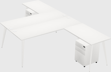Shared l-shaped office desk system