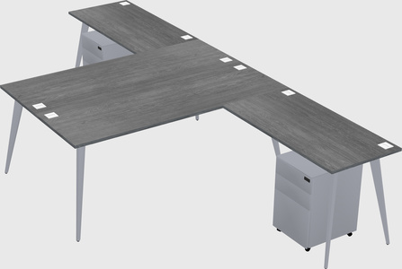 Shared l-shaped office desk system