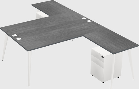 Shared l-shaped office desk system
