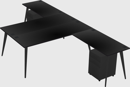 Shared l-shaped office desk system