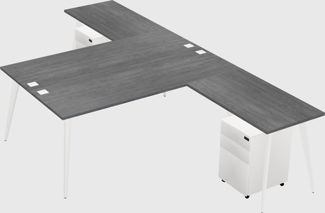 Shared l-shaped office desk system