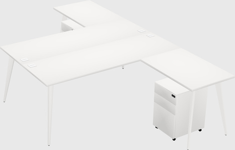 Shared l-shaped office desk system