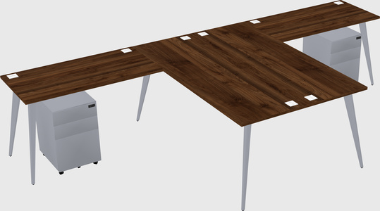 Shared l-shaped office desk system