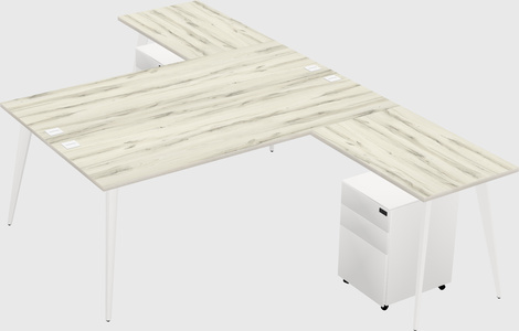Shared l-shaped office desk system