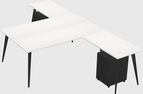Shared l-shaped office desk system