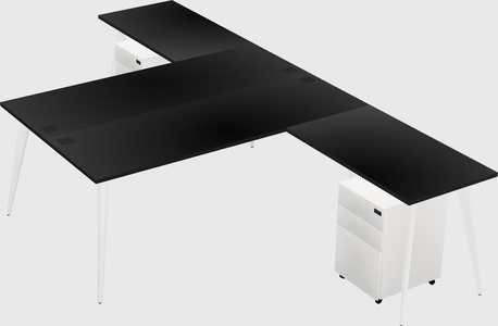 Shared l-shaped office desk system