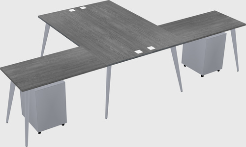 Shared l-shaped office desk system