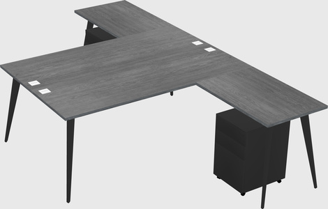 Shared l-shaped office desk system
