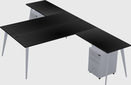 Shared l-shaped office desk system
