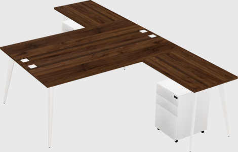Shared l-shaped office desk system