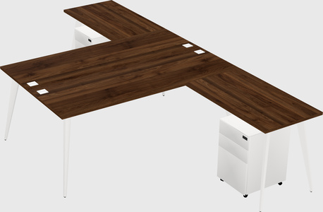 Shared l-shaped office desk system