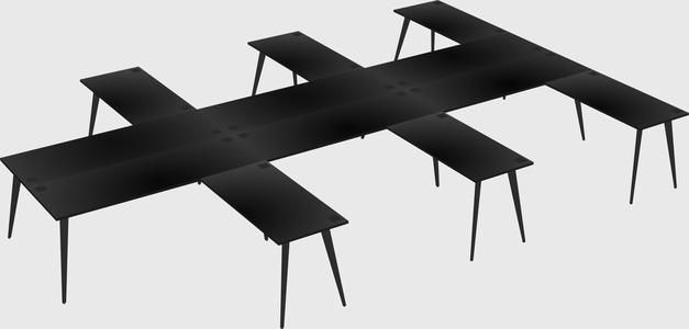 Shared l-shaped office desk system