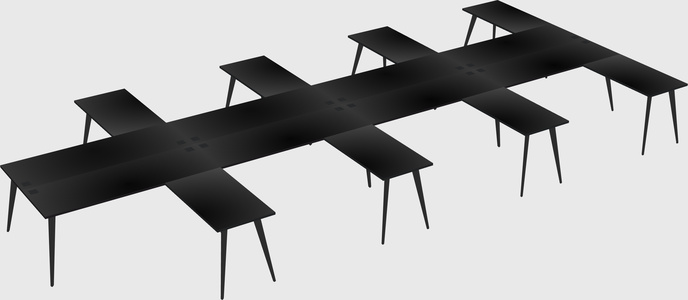 Shared l-shaped office desk system