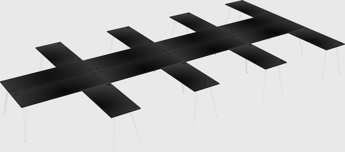 Shared l-shaped office desk system