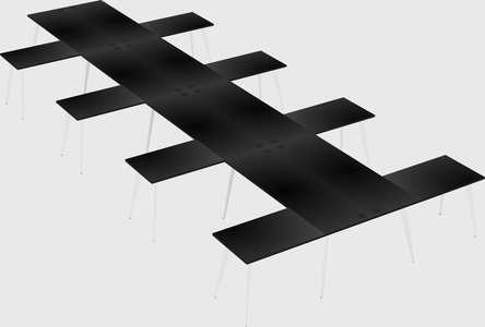 Shared l-shaped office desk system