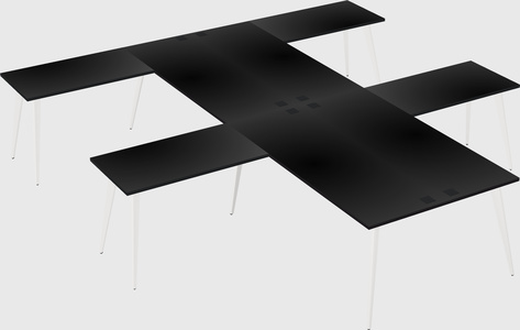 Shared l-shaped office desk system