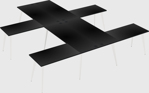 Shared l-shaped office desk system