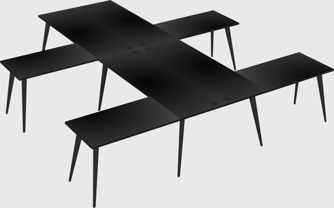 Shared l-shaped office desk system
