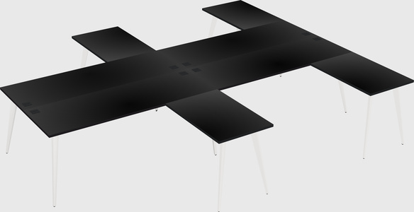 Shared l-shaped office desk system