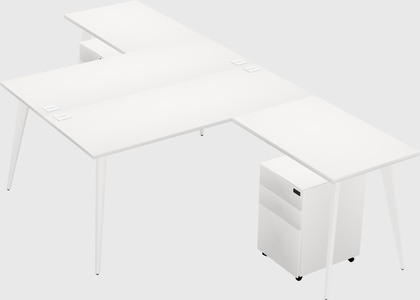 Shared l-shaped office desk system