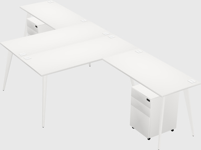 Shared l-shaped office desk system