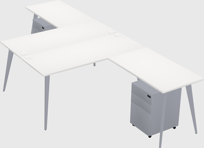 Shared l-shaped office desk system