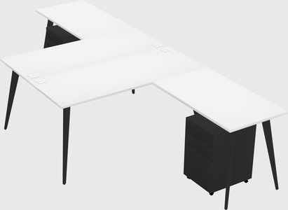 Shared l-shaped office desk system