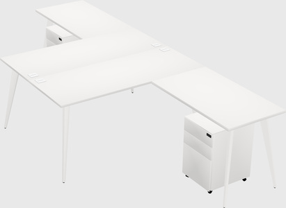 Shared l-shaped office desk system