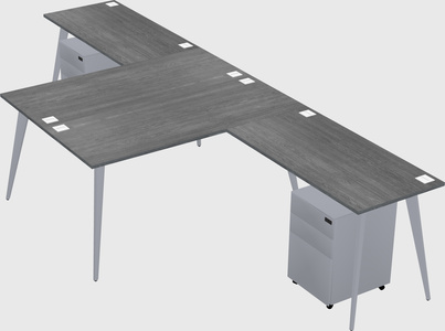 Shared l-shaped office desk system