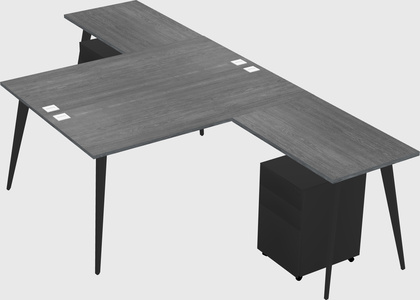 Shared l-shaped office desk system