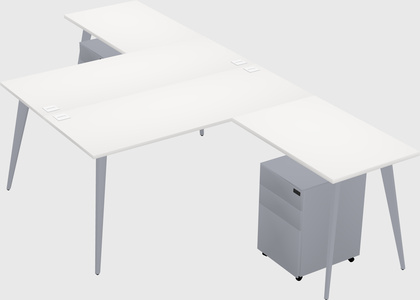 Shared l-shaped office desk system