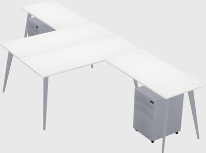Shared l-shaped office desk system