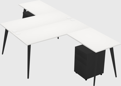 Shared l-shaped office desk system