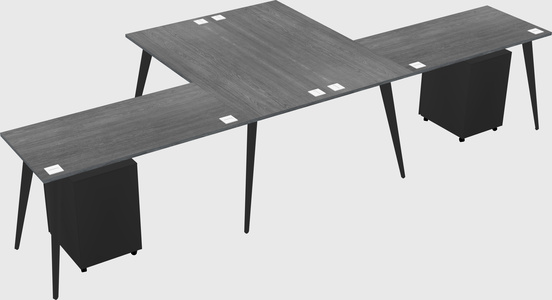 Shared l-shaped office desk system