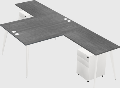 Shared l-shaped office desk system