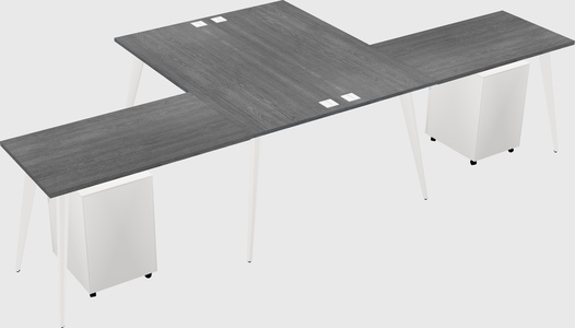 Shared l-shaped office desk system