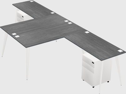 Shared l-shaped office desk system