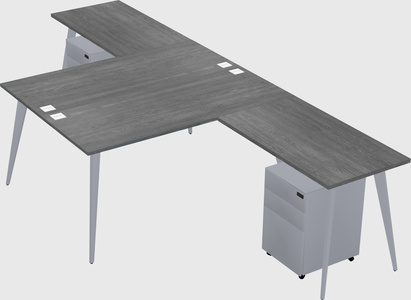 Shared l-shaped office desk system