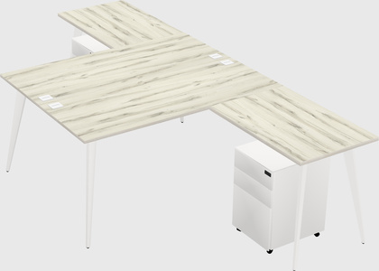 Shared l-shaped office desk system