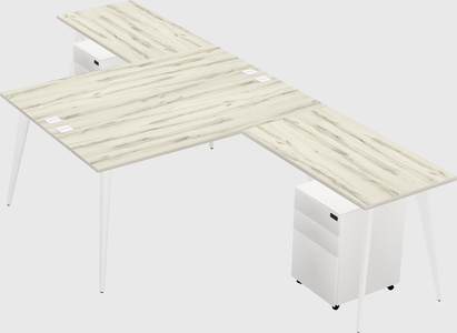 Shared l-shaped office desk system