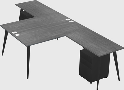 Shared l-shaped office desk system
