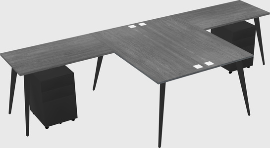 Shared l-shaped office desk system